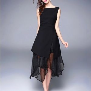 Asymmetric Tulle detail dress